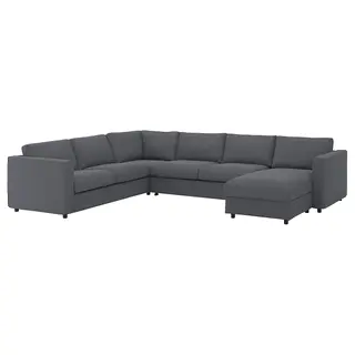 VIMLE cvr crnr sofa-bed 5-seat w chs lng, Gunnared medium grey