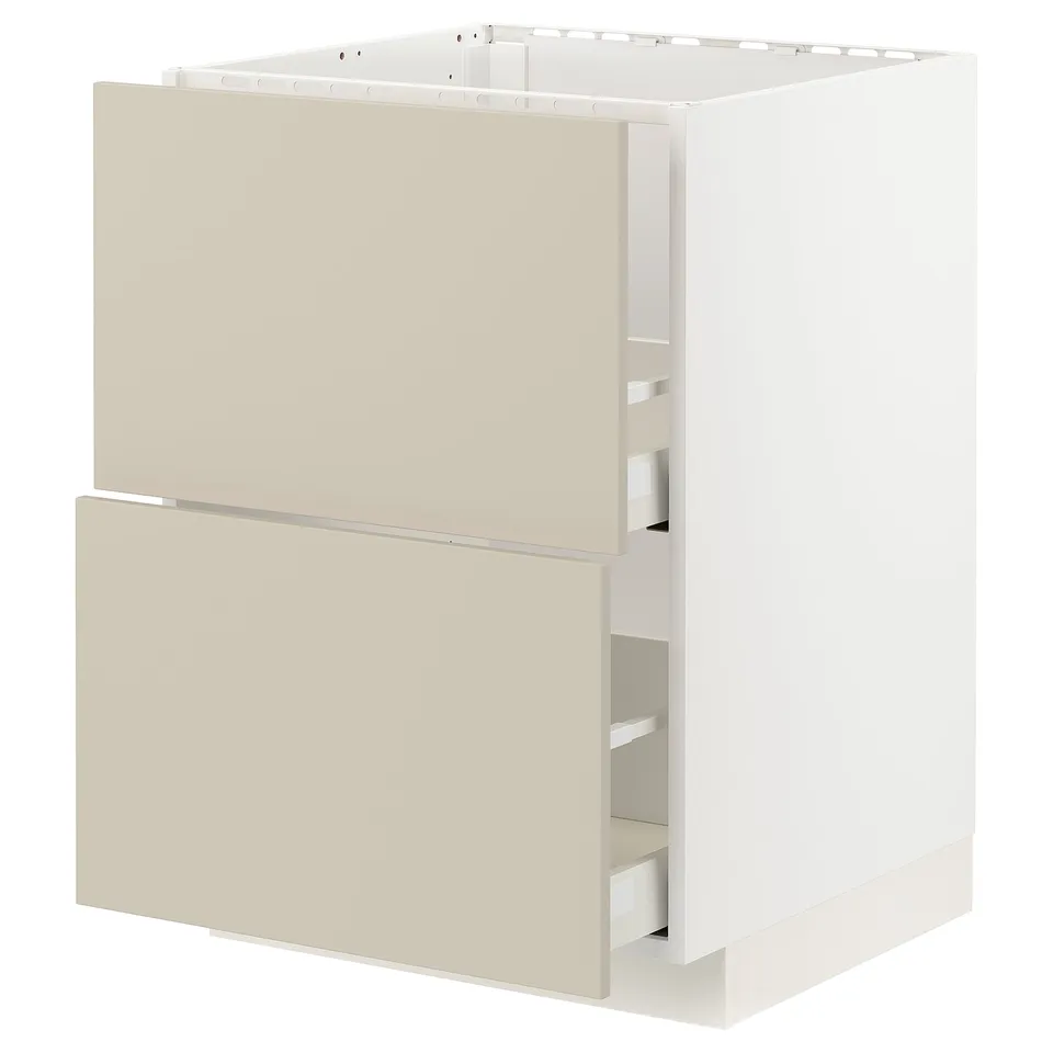 METOD kitchen unit in beige with smooth, clean design and sturdy frame.