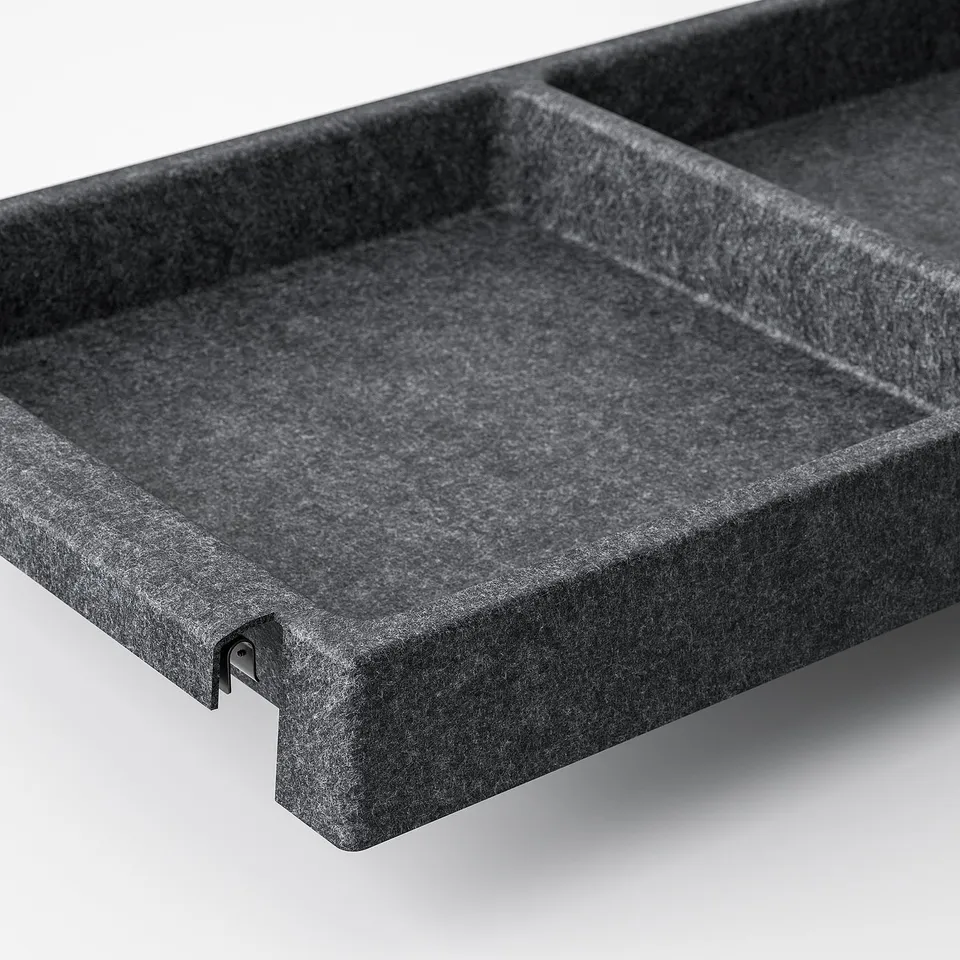 Black IVAR shelf open, white back.