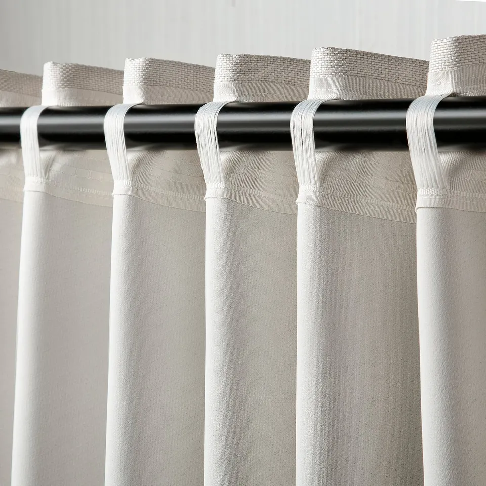 ANNAKAJSA Room darkening curtains, 1 pair, white/with heading tape, 145x300 cm