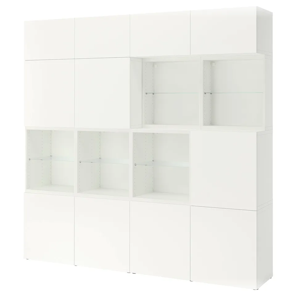 BESTÅ Storage combination with doors, white/Lappviken white, 240x42x231 cm