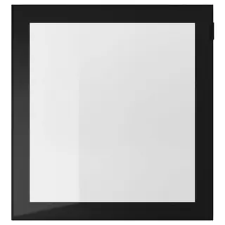 GLASSVIK glass door, black/clear glass, 60x64 cm