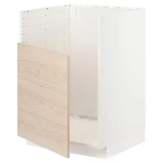 METOD base cab f TALLSJÖN sink, white/Askersund light ash effect, 60x60x80 cm