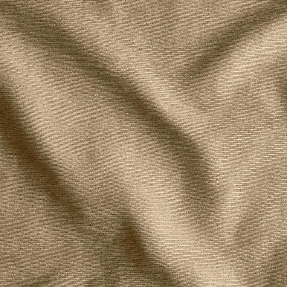 Close-up of textured, beige fabric, showing soft, durable saxemara corduroy weave.
