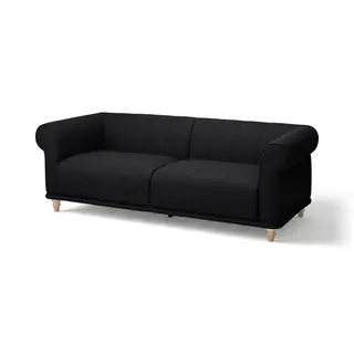 VISKAFORS 3-seat sofa, Lejde anthracite/birch, Depth 90 x Height 74 x Width 224 cm