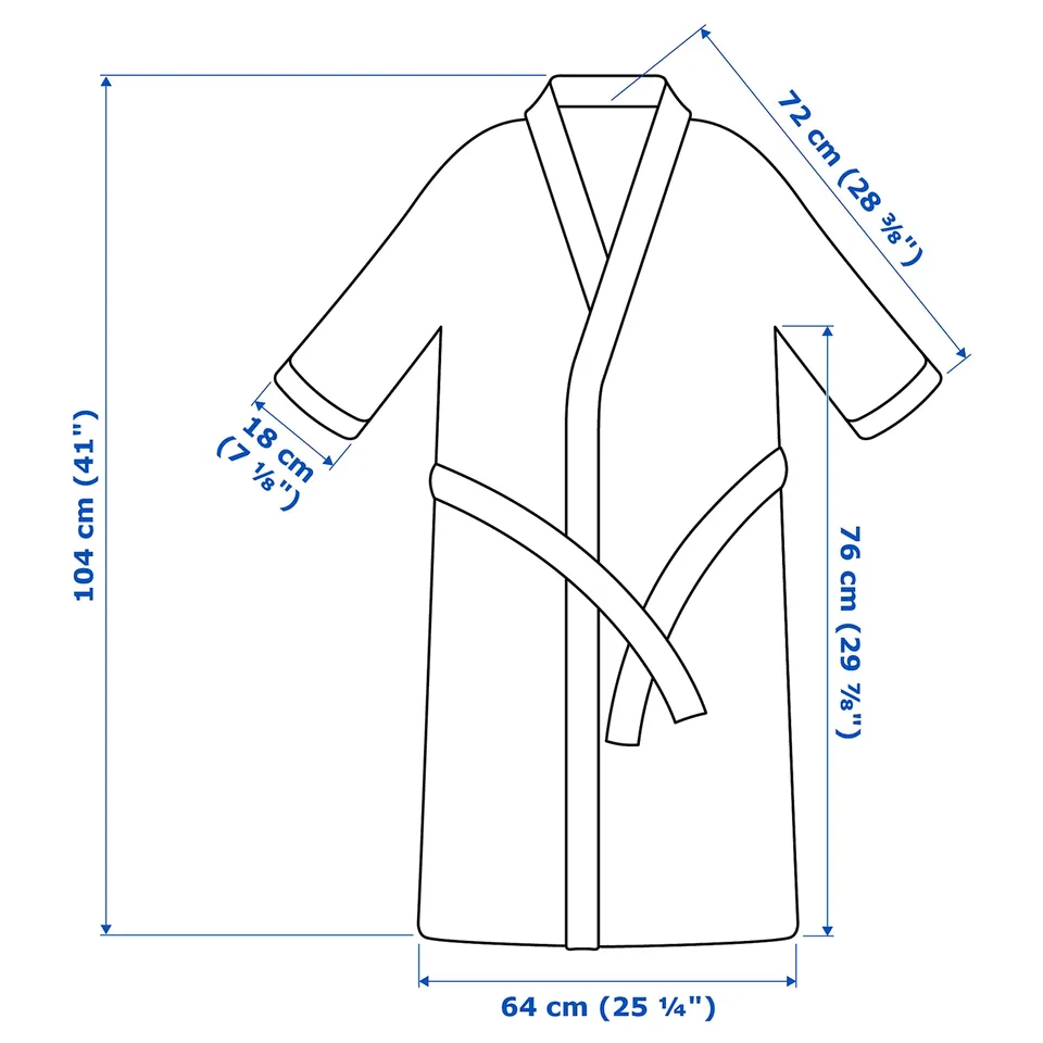 ROCKÅN Bath robe, grey, S/M