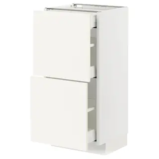 METOD / MAXIMERA base cab with 2 fronts/3 drawers, white/Vallstena white, 40x37x80 cm