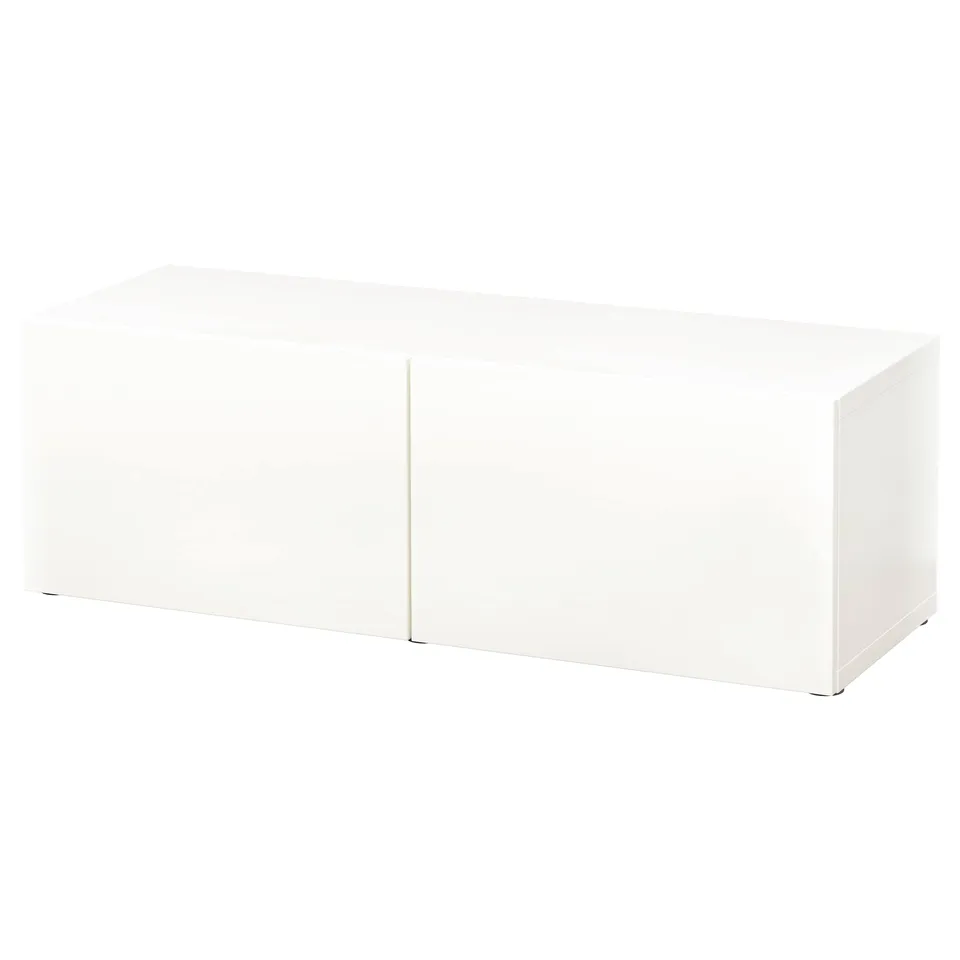 White BESTÅ storage unit, rectangular, minimalist design.