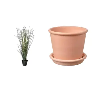 artificial potted plant + pot