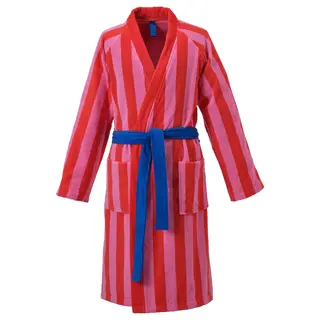SKOGSSALLAT bath robe, red-pink/striped, L/XL