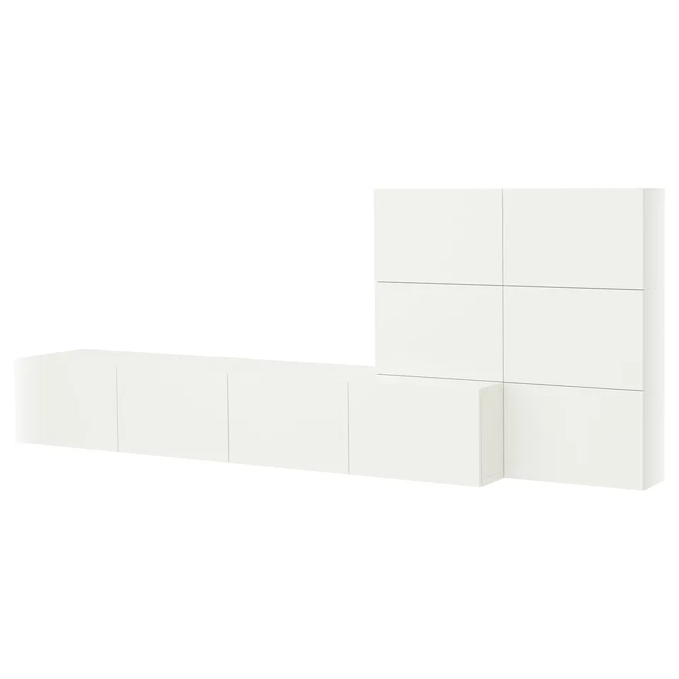 BESTÅ Media storage combination, white Lappviken/white, 300x42x114 cm