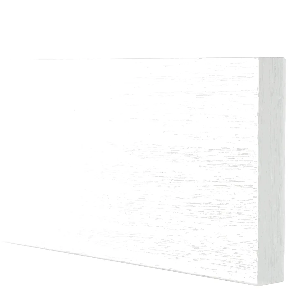 A close-up of a high-quality, white, wooden surface with a subtle grain pattern, beautifully crafted and finished.