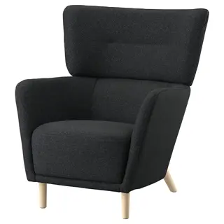 OSKARSHAMN wing chair, Gunnared black-grey, Depth 86 x Height 99 x Width 82 cm