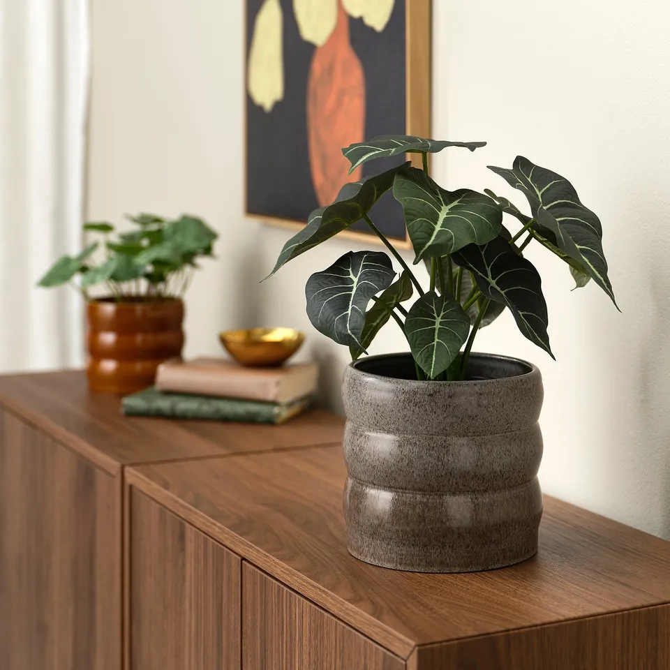 HASSELBUKETT Plant pot, in/outdoor/grey, 15 cm