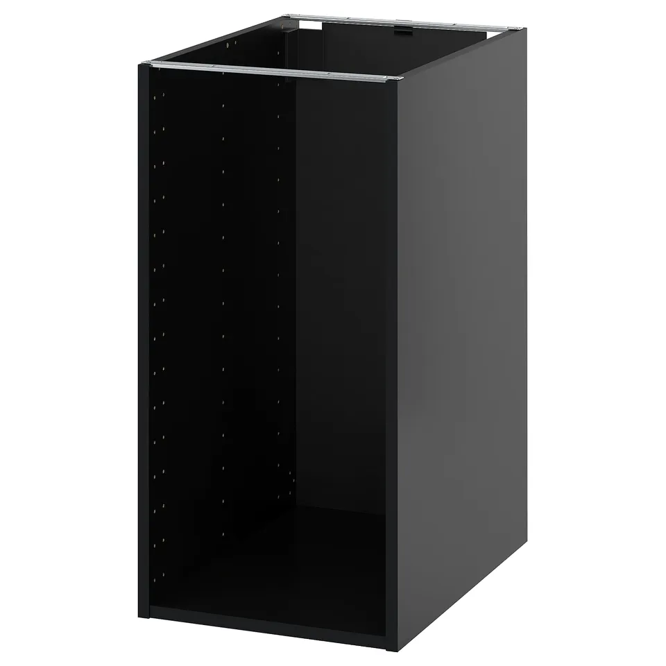 Black METOD kitchen cabinet, modern, moisture-resistant.