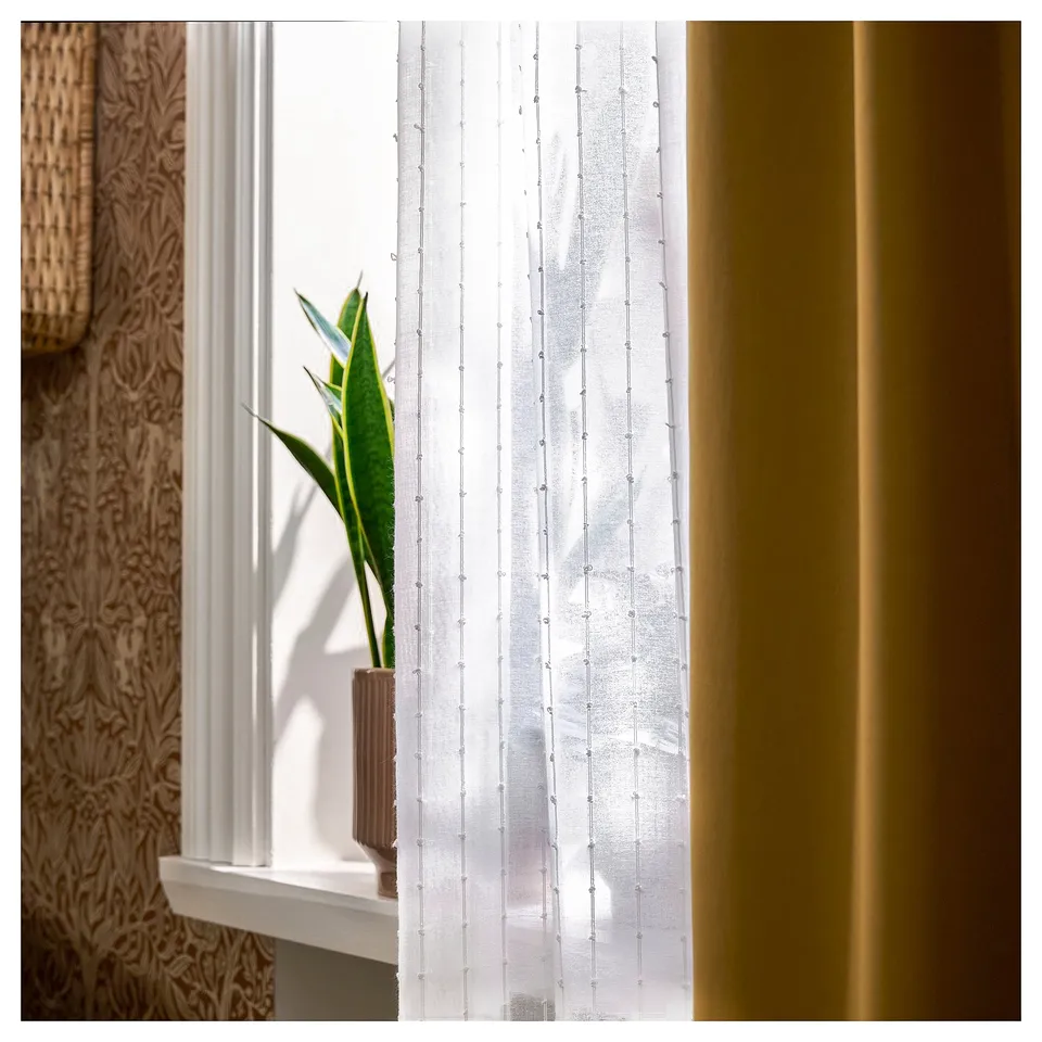MATILDA Sheer curtains, 1 pair, white/with heading tape, 145x160 cm