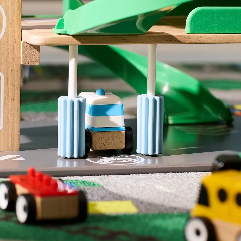 LILLABO Garage with car and helicopter, multicolour