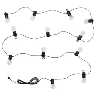 SVARTRÅ LED lighting chain with 12 bulbs, outdoor black