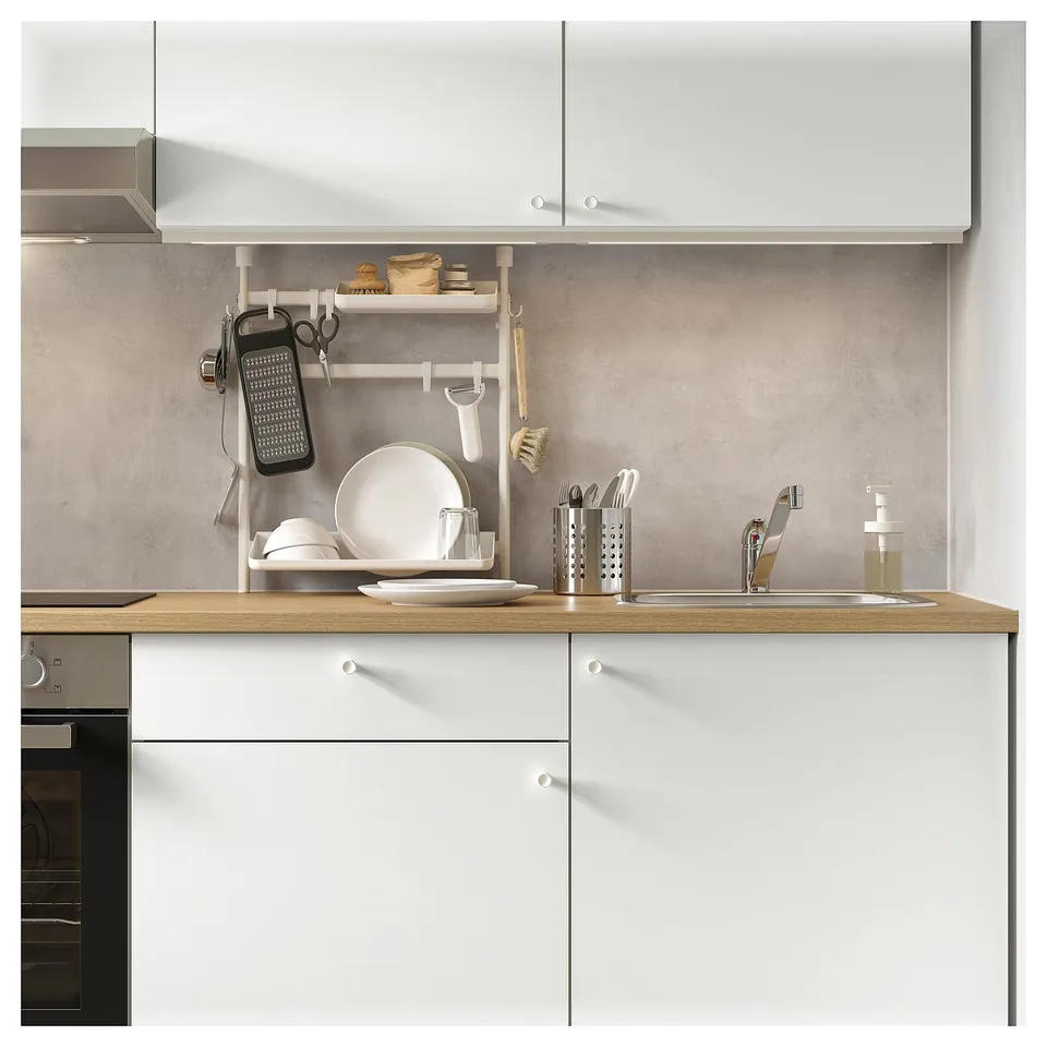 SUNNERSTA Kitchen organiser set, no drill/shelf/dish drnr/hook