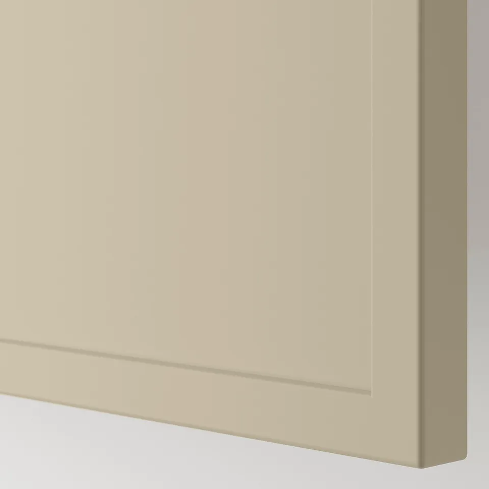 Smooth beige drawer front with sleek design and matte finish.