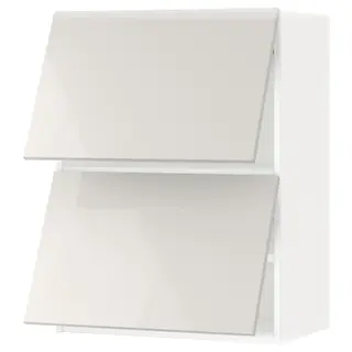 METOD wall cabinet horizontal w 2 doors, white/Ringhult light grey, 60x37x80 cm