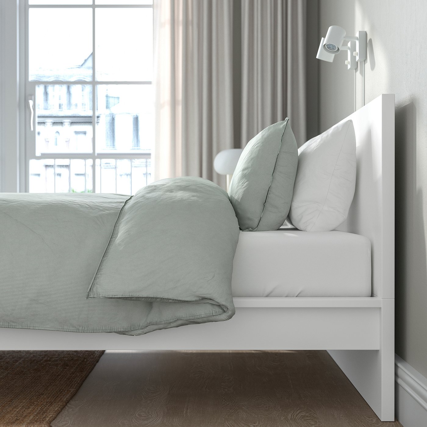 MALM Bed frame, high, white/Leirsund, 160x200 cm