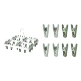 SLIBB set: hang dryer 24 clothes pegs + clothes peg, green, Height 15 x Length 36 x Width 36 cm