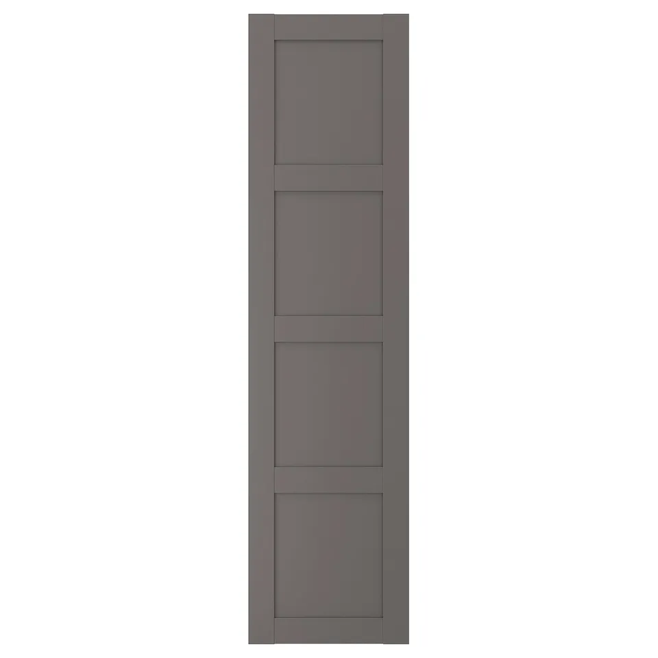 A BERGSBO grey, rectangular cabinet door with a modern, four-panel design.