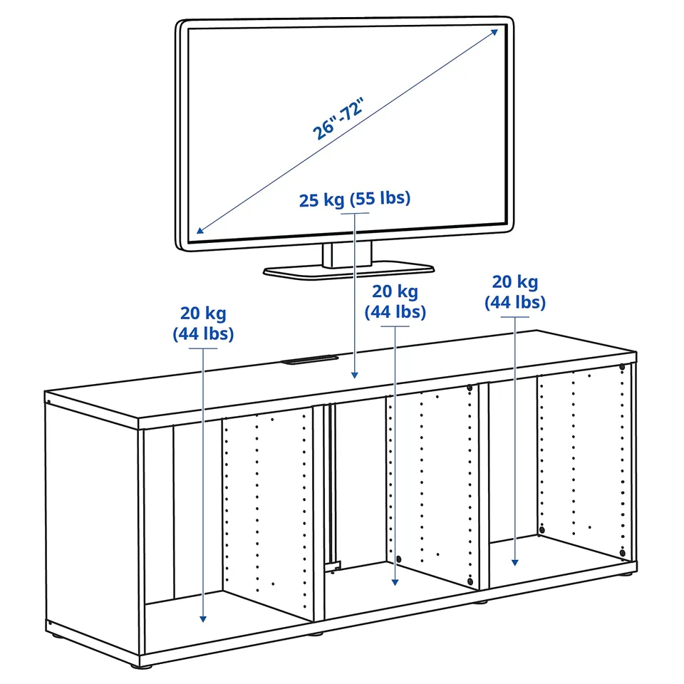Illustration with measurements for the product: BESTÅ.