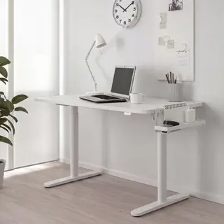 BOLLSIDAN/FÖRSÄSONG set: desk sit/stand + cable management tray, white, Width 120 x Depth 70 cm