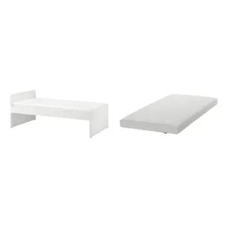 SLÄKT/ÅFJÄLL set: bed frame with slatted bed base + foam mattress, white + firm/white, 90x200 cm