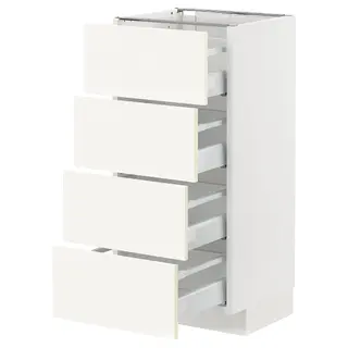 METOD / MAXIMERA base cab 4 frnts/4 drawers, white/Vallstena white, 40x37x80 cm