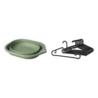 PEPPRIG/SPRUTTIG set: wash-tub + hanger, foldable/green + black, 10 l