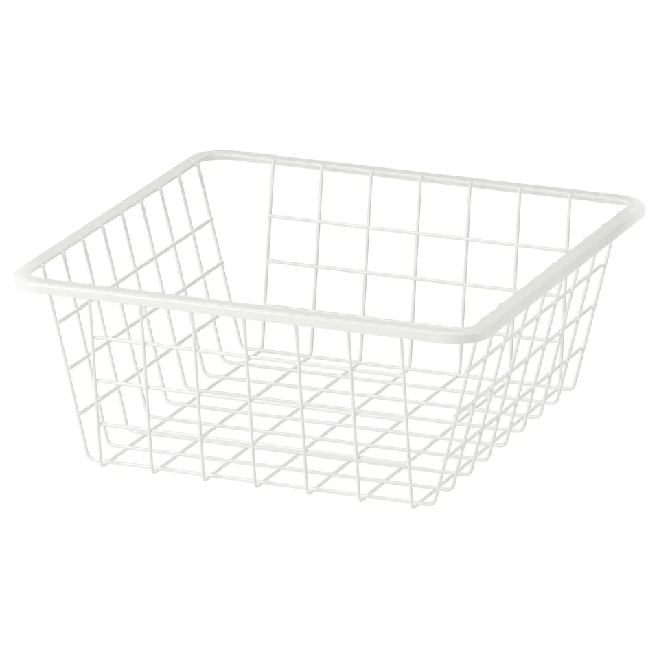 ALTARLIDEN white wire basket, square, grid design, steel, storage organiser.