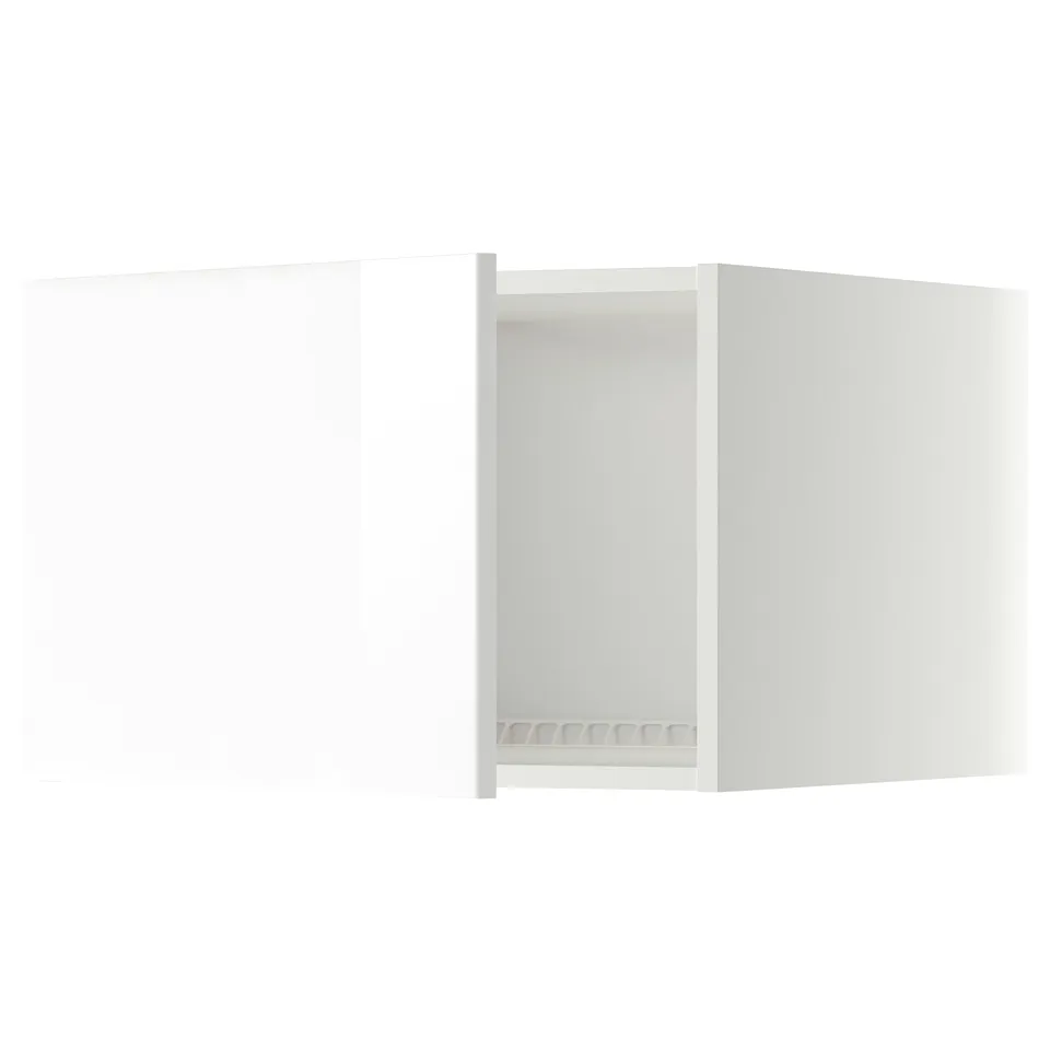 White high gloss kitchen cabinet, square shape, modern design.