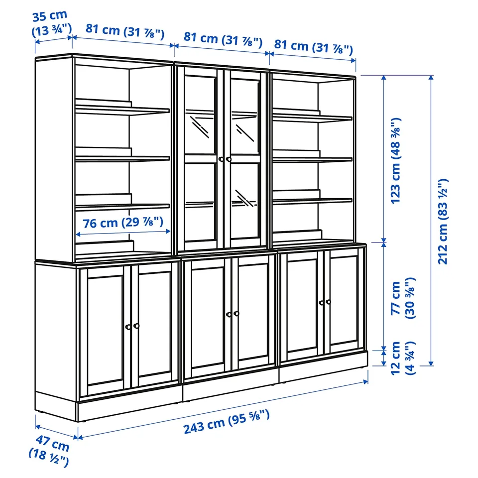 Illustration with measurements for the product: HAVSTA.