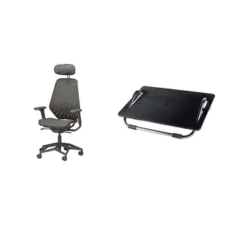 DAGOTTO/STYRSPEL set: gaming chair + foot-rest, dark grey/grey + black, Width 71 x Depth 69 cm