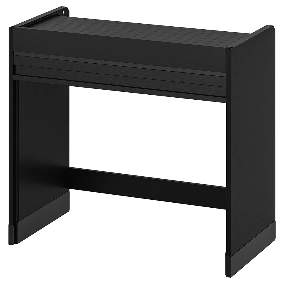 Black TITTEBO kitchen storage appliance garage with tambour door.