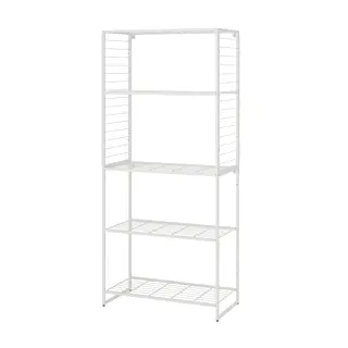 JOSTEIN shelving unit with grid, in/outdoor/wire white, 82x40x180 cm