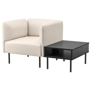 LILLEHEM armchair with side table, Vissle beige/metal, Width 80 x Height 73 x Depth 76 cm