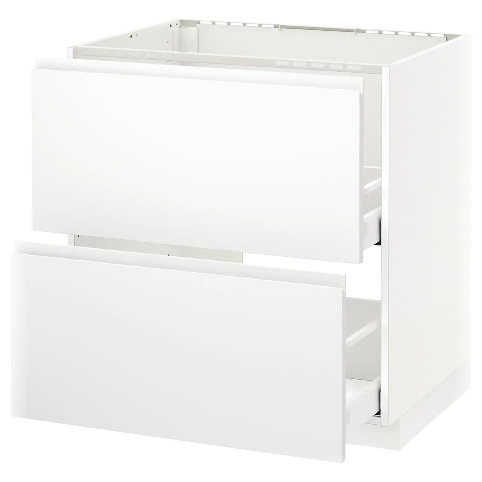 METOD white kitchen cabinet, minimalist design, two drawers.