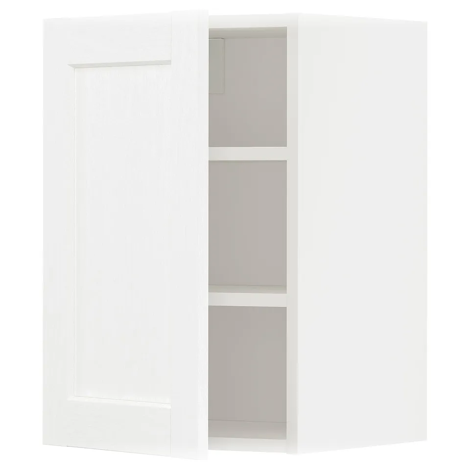 White METOD kitchen cabinet with adjustable shelf, sleek design.