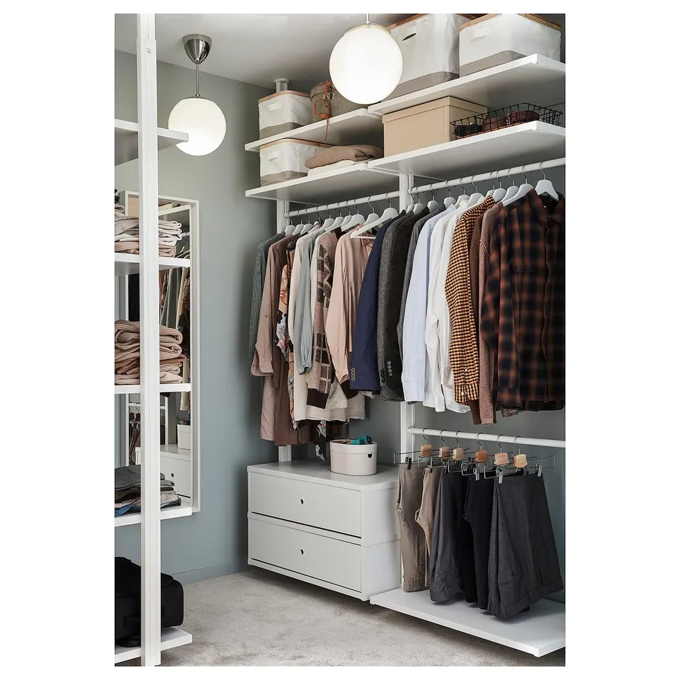 ELVARLI Wardrobe combination, white, 175x51x222-350 cm