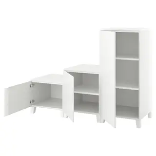 PLATSA wardrobe with 3 doors, white/Fonnes white, Width 180 x Depth 57 x Height 133 cm