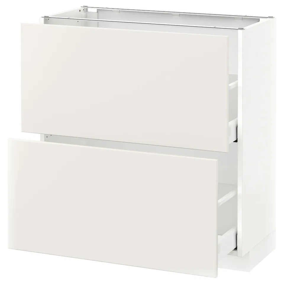 White METOD kitchen cabinet with smooth drawer fronts.