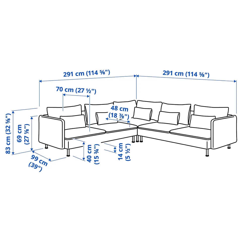 SÖDERHAMN Corner sofa, 6-seat, Fridtuna light beige