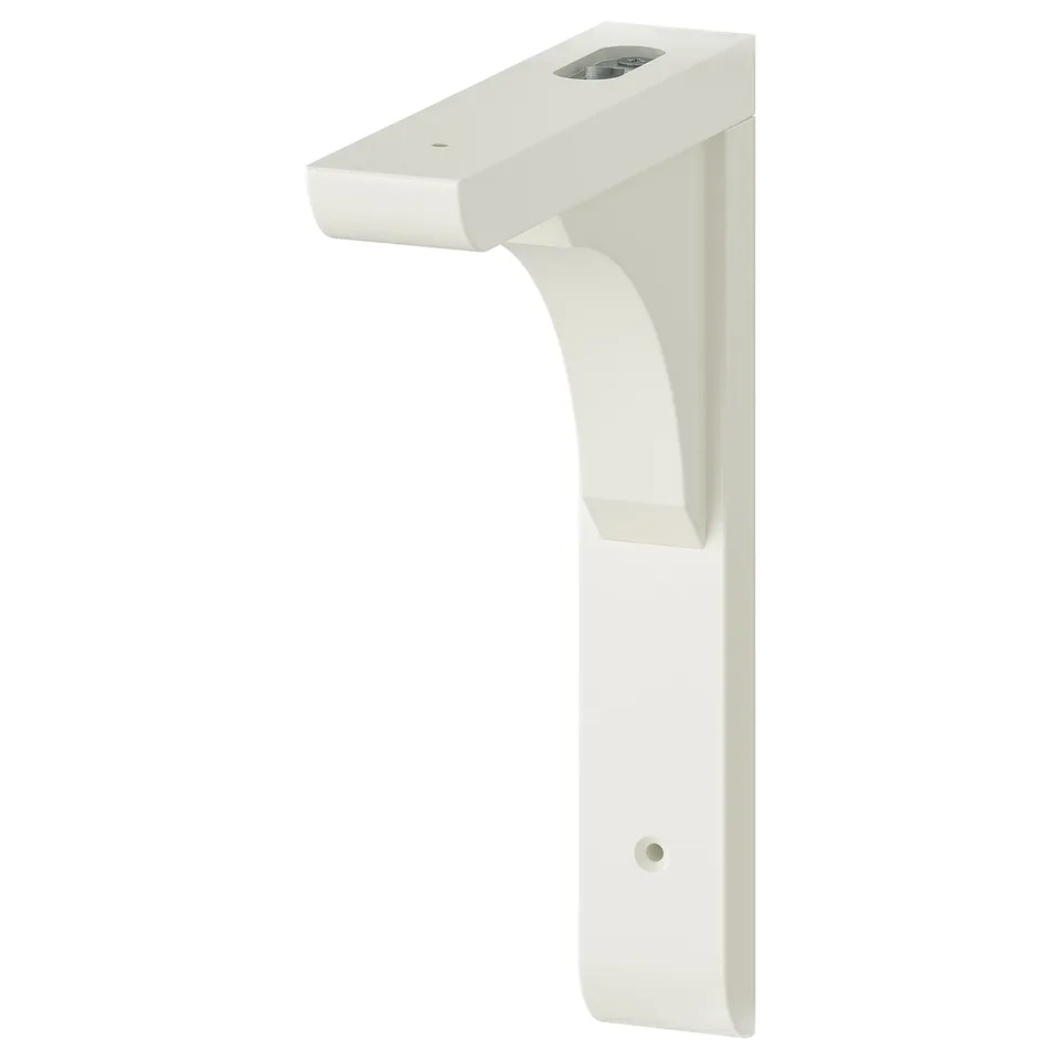 RAMSHULT white wall shelf bracket, l-shape, reversible, acrylic painted fiberboard.