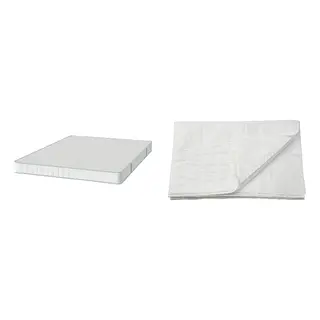 BRUKSVARA/LUDDROS set: pocket sprung mattress + mattress protector, extra firm white, Length 200 x Width 150 cm