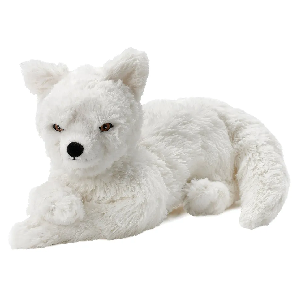 SKOGSDUVA arctic fox soft toy: white, fluffy, huggable, embroidered eyes.