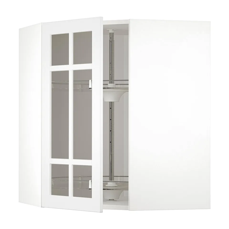 METOD kitchen unit with white stensund glass doors, modern and adjustable design.
